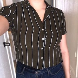 Dark green with white stripes camisole shirt.